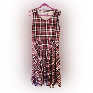 Agnes & Dora Super Soft Plaid Grunge Knit A Line Midi Dress with Pockets